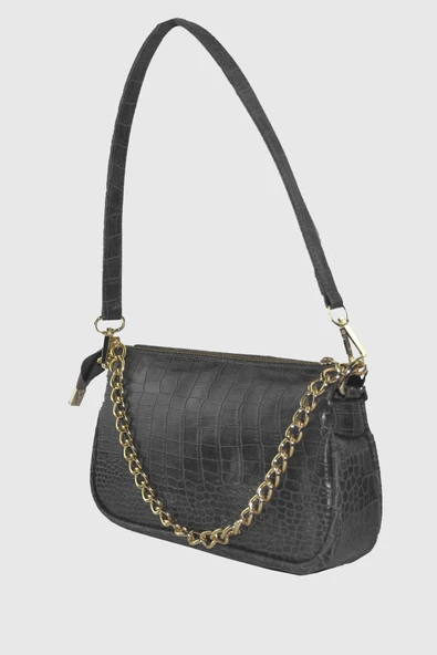 Bagorama HANSEN Kadın Zincirli Suni Deri Kol ve Omuz Çantası - 7