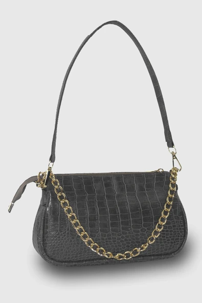 Bagorama HANSEN Kadın Zincirli Suni Deri Kol ve Omuz Çantası - 2