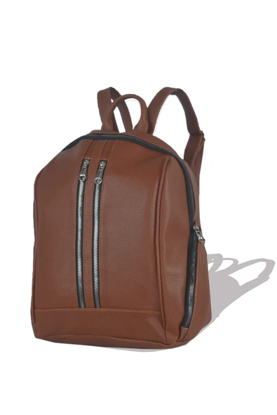 Bagorama TANG Kadın Çift Fermuarlı Suni Deri Sırt Çantası - 4