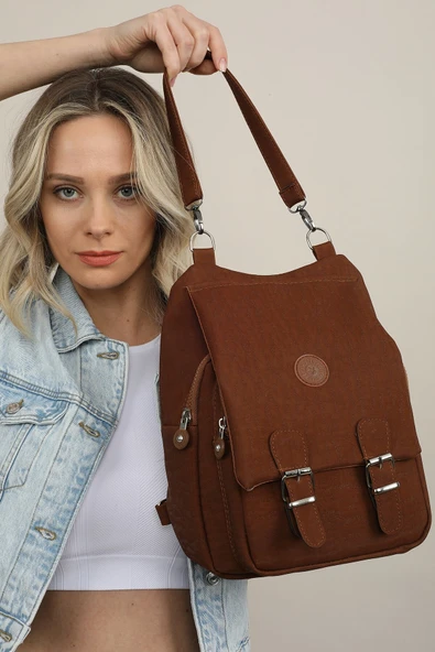 Bagorama TENA Kadın Krinkıl Kumaş Omuz Ve Sırt Çantası - 3