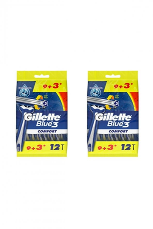 Gillette Blue3 Comfort Kullan At Tıraş Bıçağı 9+3 12li 2paket