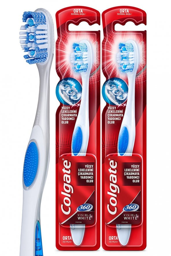 Colgate 360 Visible White Beyazlatıcı Orta Diş Fırçası X 2 Adet