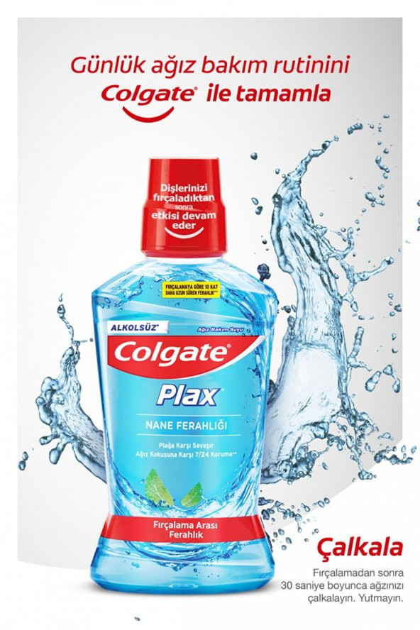 Colgate Plax Nane Ferahlığı Alkolsüz Ağız Bakım Suyu 500 Ml + Plax Taze Nane 250 Ml X 2 Adet - 2