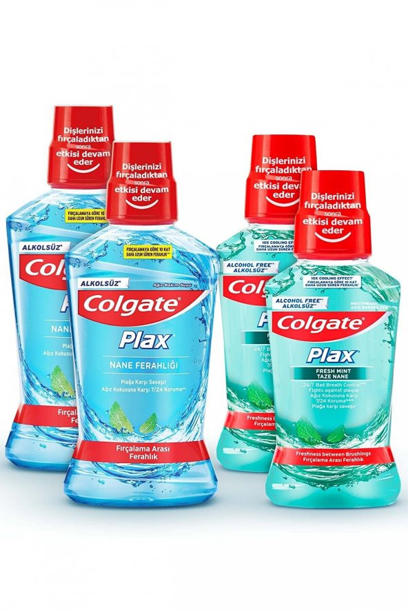 Colgate Plax Nane Ferahlığı Alkolsüz Ağız Bakım Suyu 500 Ml + Plax Taze Nane 250 Ml X 2 Adet - 4