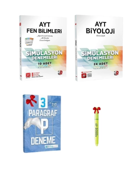 3D Yayınları AYT Fen Bilimleri ve Biyoloji Simülasyon Denemeleri Tamamı Video Çözümlü