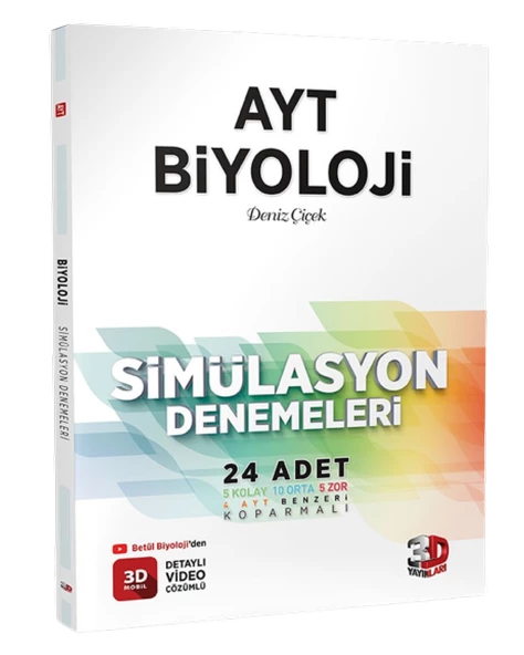 3D Yayınları AYT Fen Bilimleri ve Biyoloji Simülasyon Denemeleri Tamamı Video Çözümlü - 2