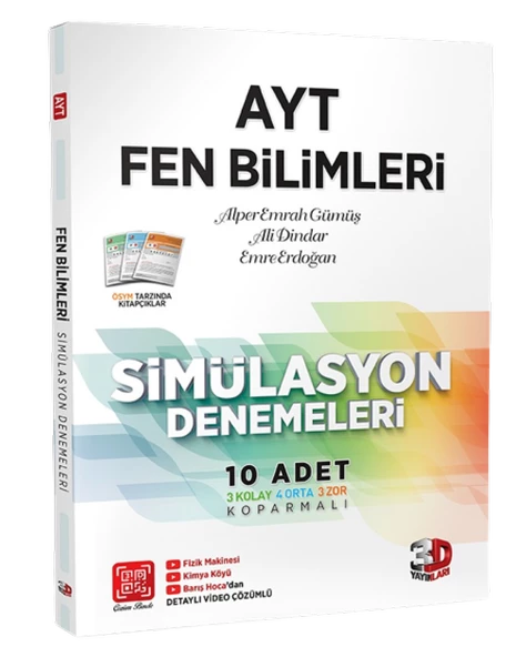 3D Yayınları AYT Fen Bilimleri ve Biyoloji Simülasyon Denemeleri Tamamı Video Çözümlü - 3