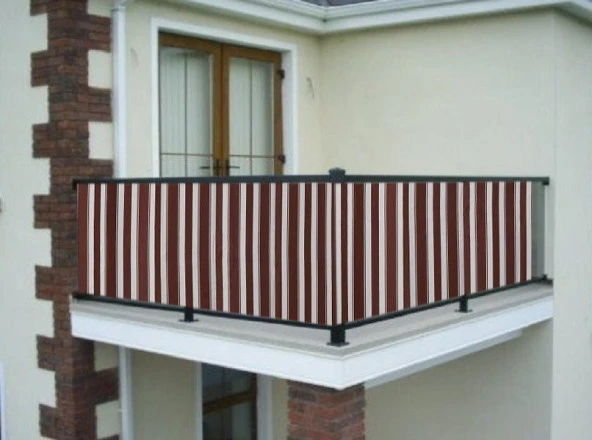Ceylan Home Balkon Demir Perdesi Bağcıklı Kahve Kalın Çizgili 200x80