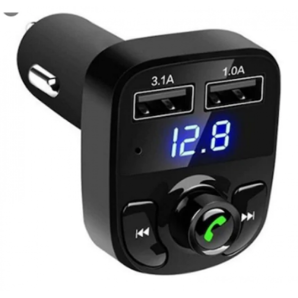 Bluetooth Araç Kiti Fm Transmitter Micro SD USB Girişli X8