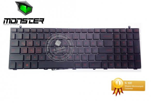 Monster Abra A5 V8.1 Notebook Klavyesi (Siyah TR) Kırmızı Tuşlu - 3