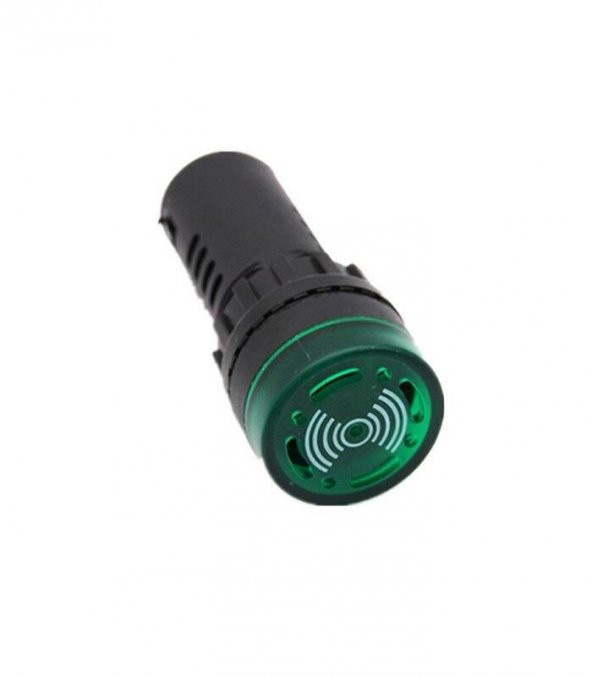 Siren Işıklı Flaşör Buzzer Yeşil Led AD16-22SM 24v Dc 22mm Çap - 2