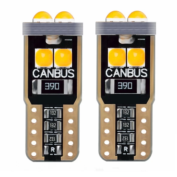 T10 Dekoratif led ampul 6SMD CANBUS(Arıza Önleyici) 12V çift turuncu / LAAM866 - Resim 2