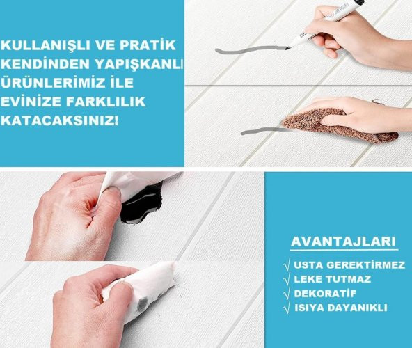 Renkli Duvarlar Beyaz Lambri 3D Kendinden Yapışkanlı Duvar Kağıdı Paneli NW43 - Resim 5