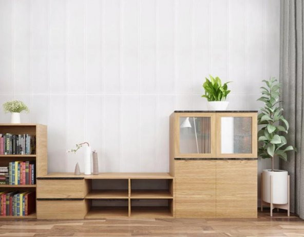 Renkli Duvarlar Beyaz Lambri 3D Kendinden Yapışkanlı Duvar Kağıdı Paneli NW43 - Resim 7