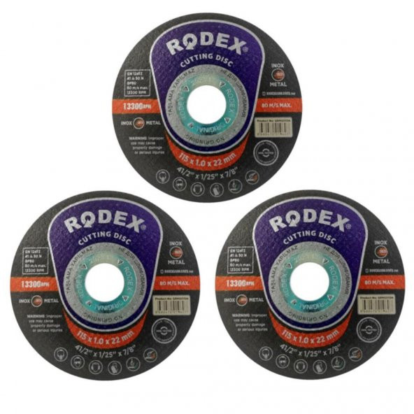 Rodex İnox Metal Kesici Taş Disk 115 x 1 mm 3 Adet - 2
