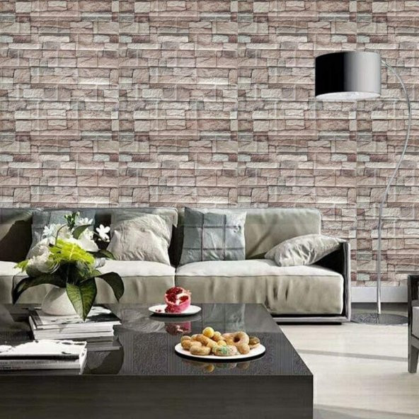 Renkli Duvarlar Kahve Köpüğü 3D Kendinden Yapışkanlı Duvar Kağıdı Paneli NW46 - 2