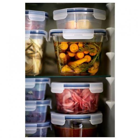 3Lü Yuvarlak Vakumlu Saklama Kapları 750 ml IKEA 3 lü MeridyenDukkan Gri-Mavi Saklama Kutusu - 5
