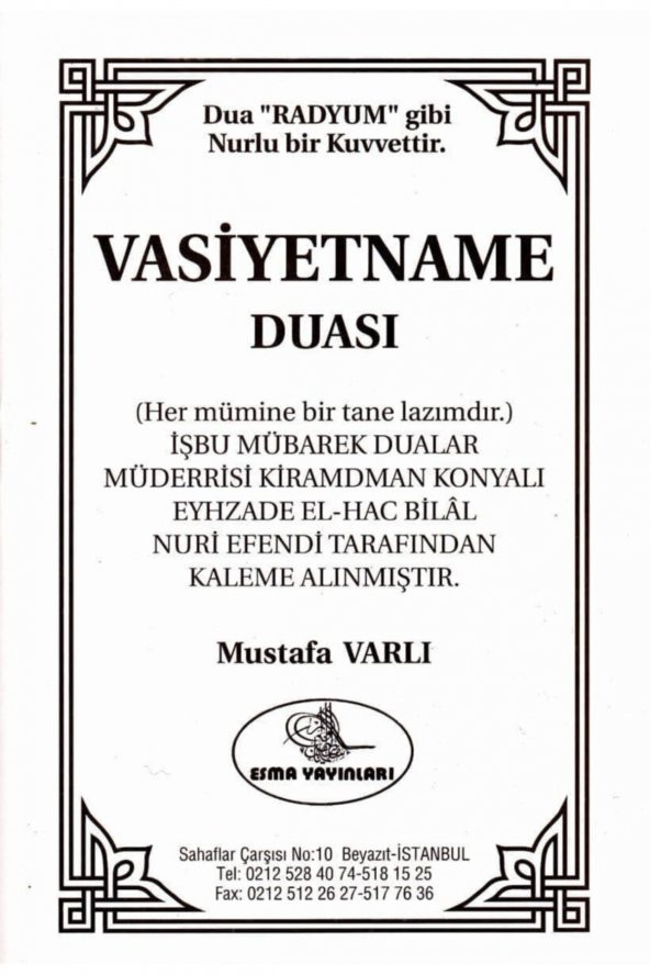 Vasiyetname Duası-1357