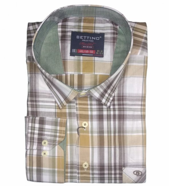 Erkek Büyük Beden Battal Boy Uzun Kol Klasik Kesim Ekose Gömlek