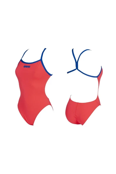 Arena W Solid Light Tech High Kadın Kırmızı Yüzücü Mayosu - Resim 4