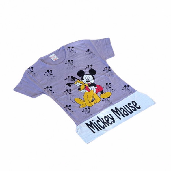 Kız Çocuk Bisiklet Yaka Kısa Kollu Şık Görünümlü T_Shirt - 2