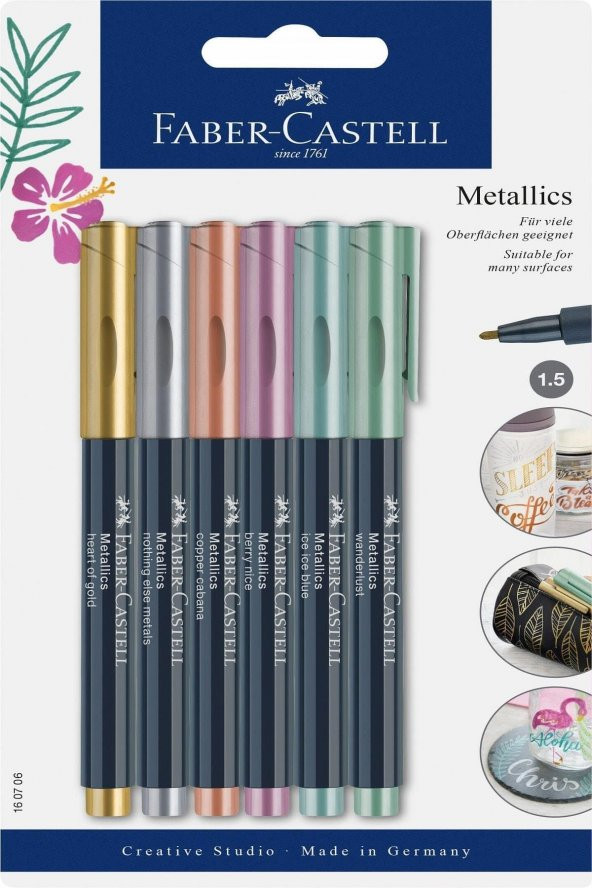 Faber Castell - Metalik Markör 6lı Set - 2