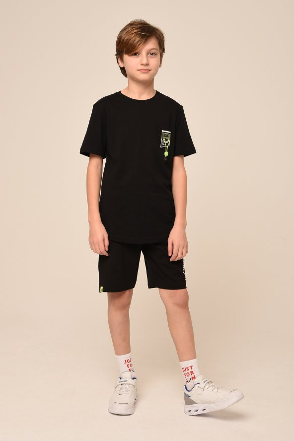 Erkek Çocuk Baskılı Kısa Kollu Basic Yaka T-shirt