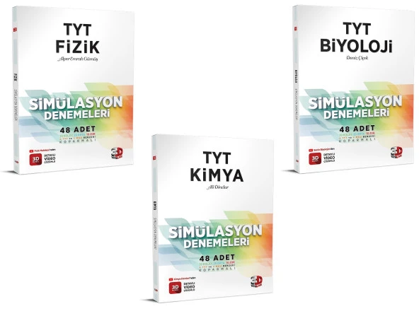 3D Yayınları 2024 Tyt Fizik Kimya Biyoloji Deneme Seti