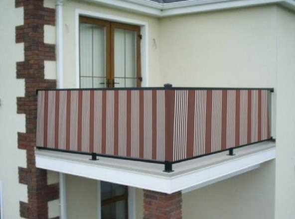 Ceylan Home Balkon Demir Perdesi Bağcıklı Kahve İnce Çizgili 250x80