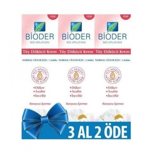 Bioder Normal Ciltler İçin Tüy Dökücü Krem 3 adet100 ml