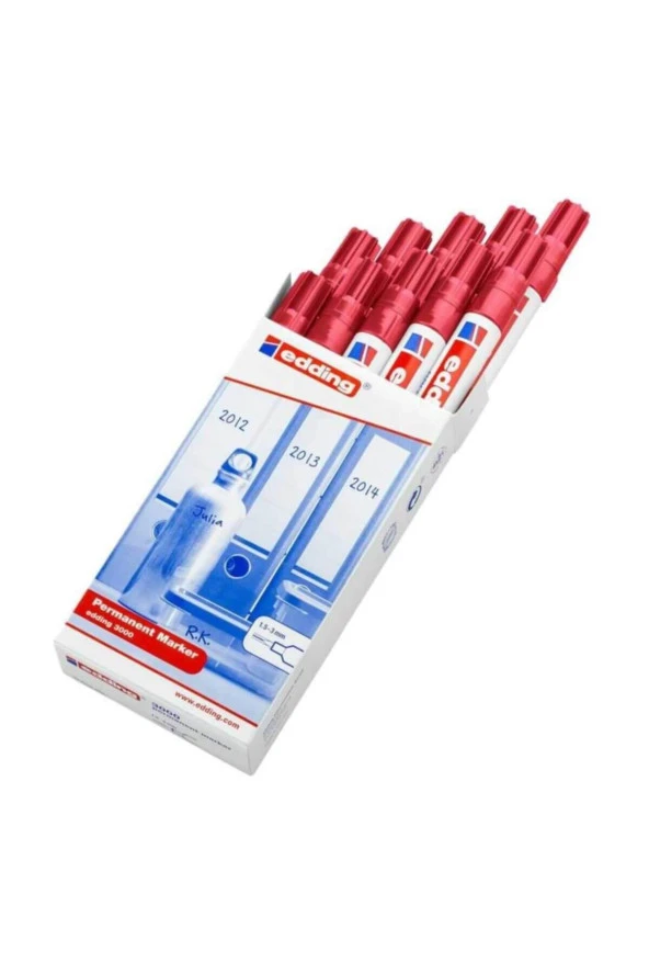 Edding Endüstriyel Markör Permanent Yuvarlak Uçlu 1.5-3 MM Kırmızı (10 Lu Paket) ürün görseli