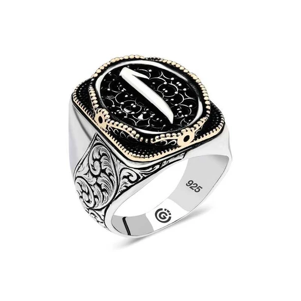 Gümüş Elif Oval Erkek Yüzük - Resim 2