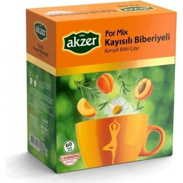Akzer Kayısılı Biberiyeli Karışık Bitki Çayı 60 Süzen Poşet