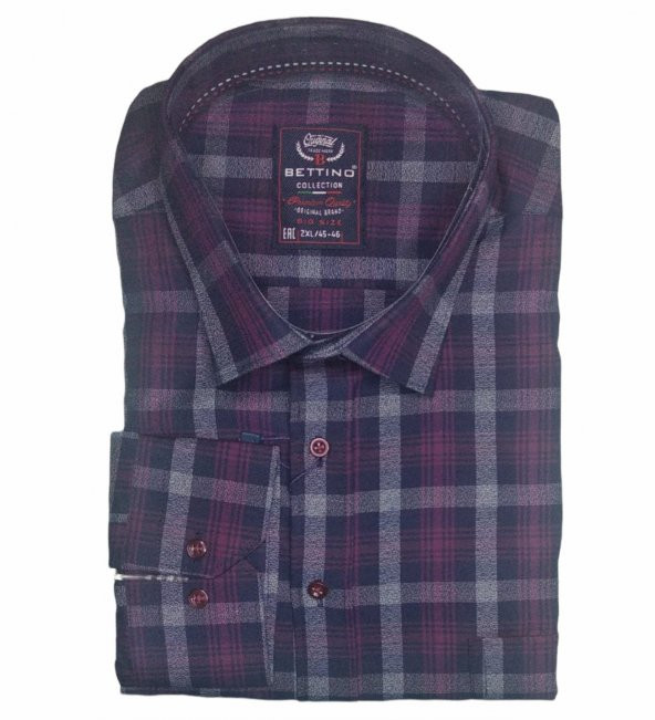 Erkek Büyük Beden Battal Boy Uzun Kol Klasik Kesim Ekose Gömlek