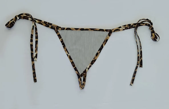 ASM0271 Bayan Gri Leopar İpli Renkli String - 5