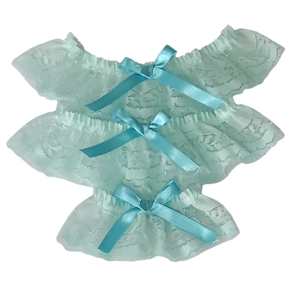 3 Lü ASM0247 Bayan Turkuaz Dantel Kol Bacak Vücut Akesuar Seti - 5