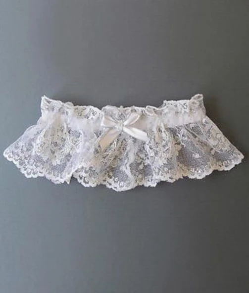 3 Lü ASM0244 Bayan Beyaz Dantel Kol Bacak Vücut Akesuar Seti - 6