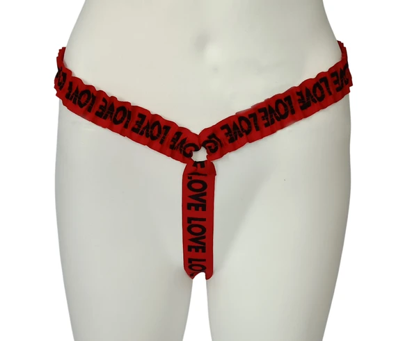 ASM0123 Bayan Kırmızı Glatyatör LOVE Fantazisi Tanga ürün görseli 1