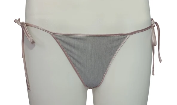 ASM0276 Bayan Somon İpli Gri String