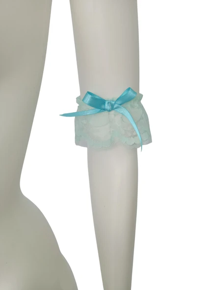 3 Lü ASM0247 Bayan Turkuaz Dantel Kol Bacak Vücut Akesuar Seti - 3