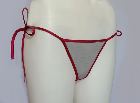 ASM0275 Bayan Kırmızı İpli Renkli String - 5