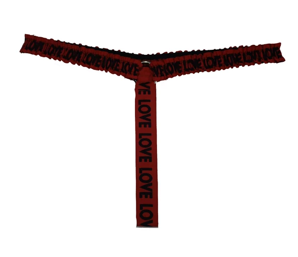 ASM0123 Bayan Kırmızı Glatyatör LOVE Fantazisi Tanga - Resim 8