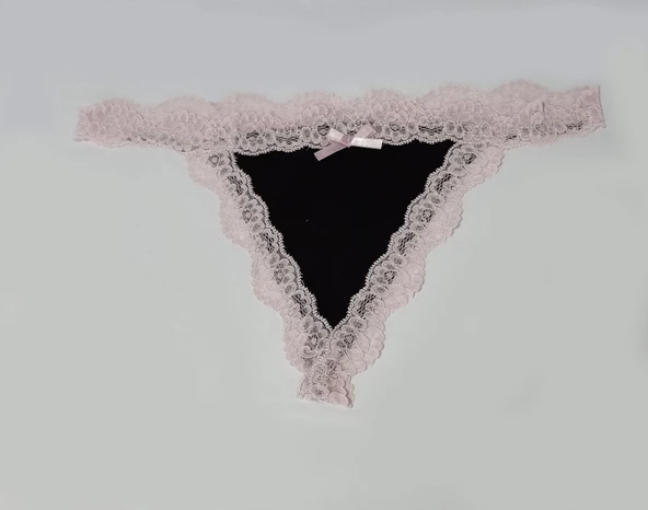 ASM0259 Bayan Pembe Siyah Düşler Dantel String - 5