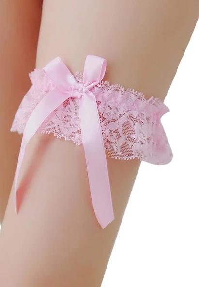 3 Lü ASM0246 Bayan Pembe Dantel Kol Bacak Vücut Akesuar Seti - 4