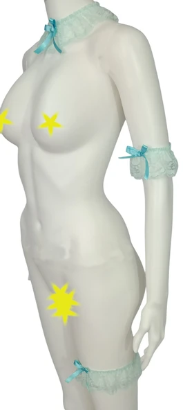 3 Lü ASM0247 Bayan Turkuaz Dantel Kol Bacak Vücut Akesuar Seti