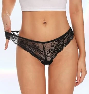 ASM0115 Bayan Siyah Dantel Tanga String - 2