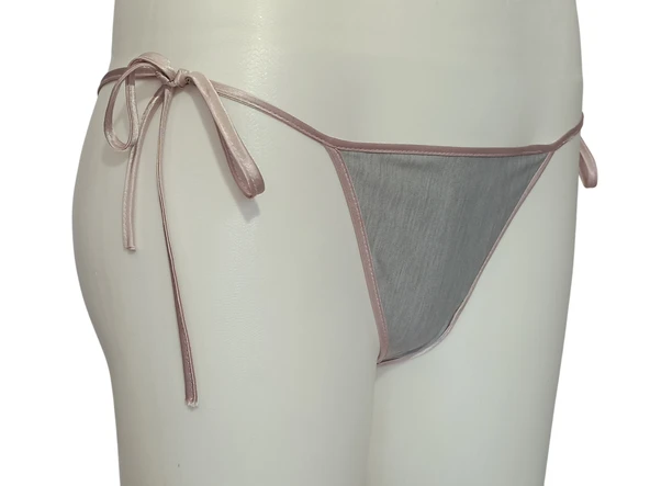 ASM0276 Bayan Somon İpli Gri String - 2