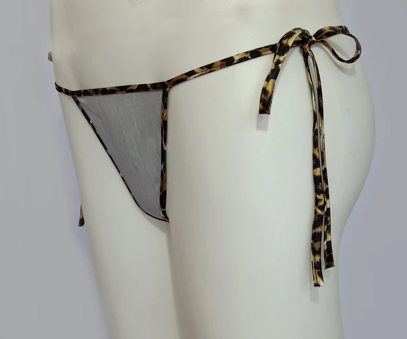 ASM0271 Bayan Gri Leopar İpli Renkli String - 2