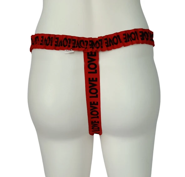 ASM0123 Bayan Kırmızı Glatyatör LOVE Fantazisi Tanga - Resim 2