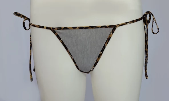 ASM0271 Bayan Gri Leopar İpli Renkli String - 3